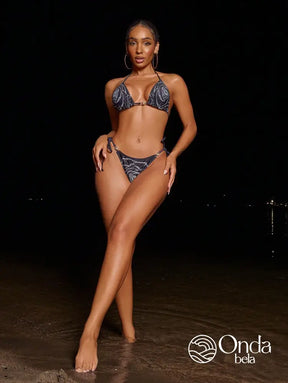 Biquíni Cortininha Estampado Com Detalhes De Argola Biquíni Cortininha Estampado Com Detalhes De Argola