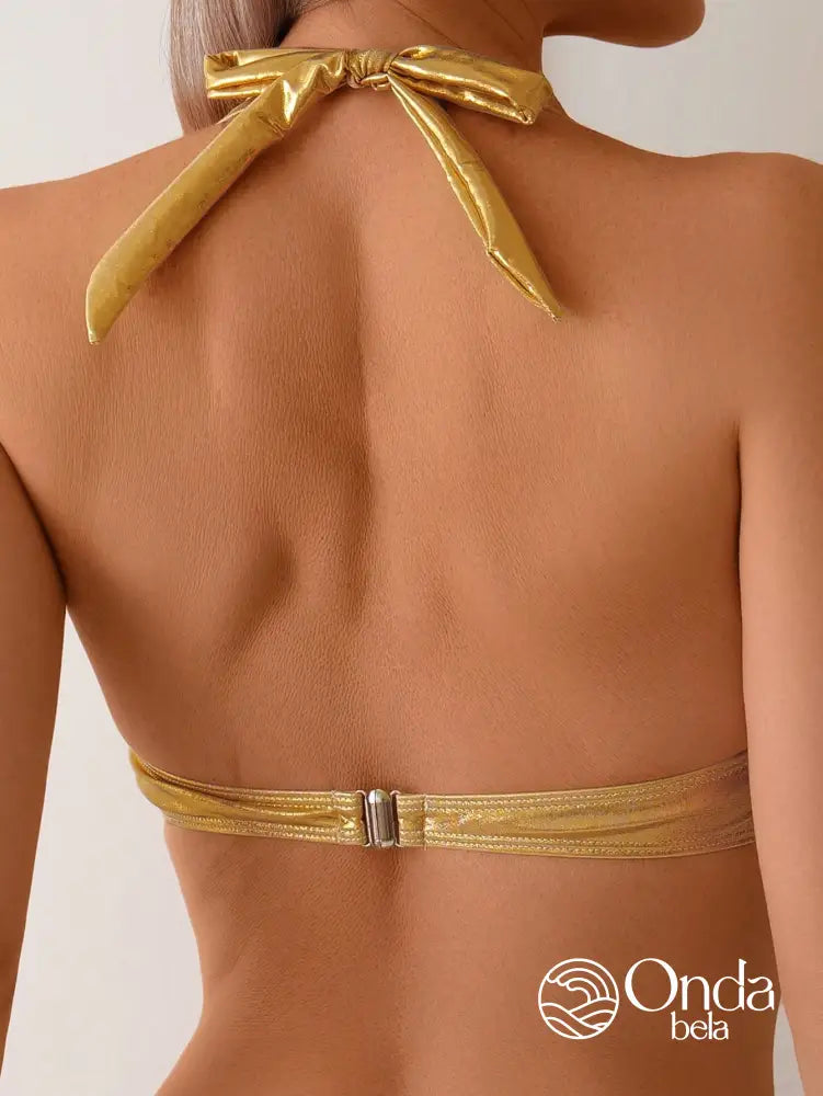 Biquíni Meia Taça Metalizado Com Argolas Espiral Biquíni Meia Taça Metalizado Com Argolas Espiral