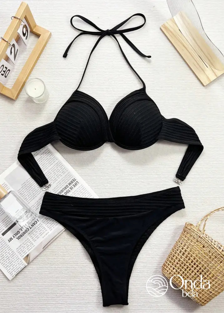 Biquíni Meia Taça Texturizado Cintura Alta Assimétrica Biquíni Meia Taça Texturizado Cintura Alta Assimétrica