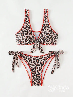Biquíni Meia Taça Underwire Animal Print Com Amarração Biquíni Meia Taça Underwire Animal Print Com Amarração