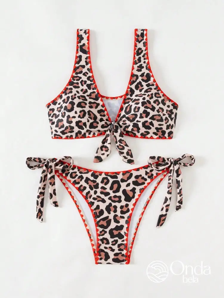 Biquíni Meia Taça Underwire Animal Print Com Amarração Biquíni Meia Taça Underwire Animal Print Com Amarração