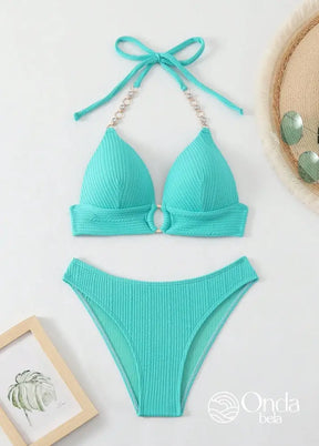 Biquíni Meia Taça Underwire Canelado Com Argola Biquíni Meia Taça Underwire Canelado Com Argola
