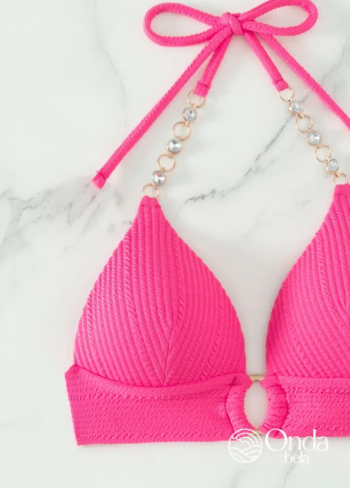 Biquíni Meia Taça Underwire Canelado Com Argola Biquíni Meia Taça Underwire Canelado Com Argola