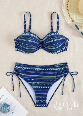 Biquíni Meia Taça Underwire Hot Pant Estampa Étnica Biquíni Meia Taça Underwire Hot Pant Estampa Étnica