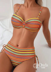 Biquíni Meia Taça Underwire Hot Pant Estampa Étnica Laranja / PP Biquíni Meia Taça Underwire Hot Pant Estampa Étnica