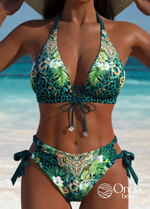 Biquíni Poá Com Amarração Frontal E Cintura Alta Verde / PP Biquíni Poá Com Amarração Frontal E Cintura Alta