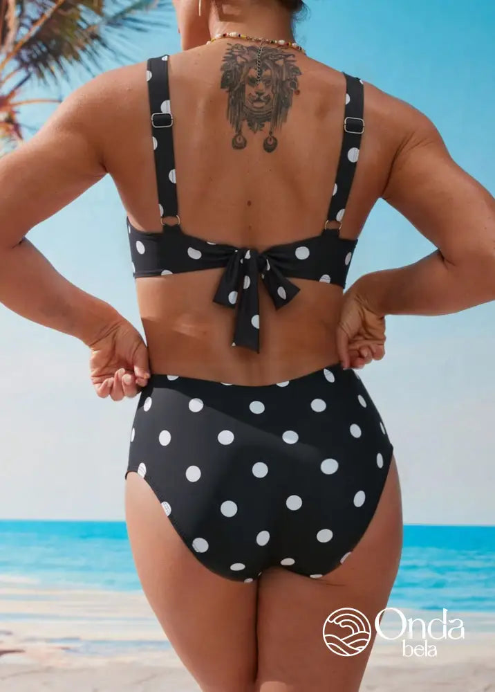 Biquíni Retrô Poá Cintura Alta Com Top Estruturado Biquíni Retrô Poá Cintura Alta Com Top Estruturado