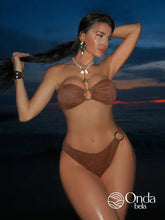 Biquíni Tomara Que Caia Asa Delta Com Argolas Metálicas Marrom / PP Biquíni Tomara Que Caia Asa Delta Com Argolas