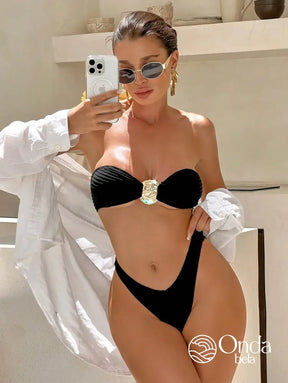 Biquíni Tomara Que Caia Asa Delta Detalhe Concha Preto / PP Biquíni Tomara Que Caia Asa Delta Detalhe Concha