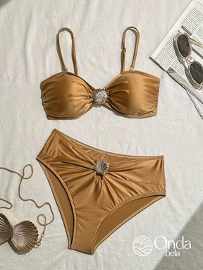 Biquíni Tomara Que Caia Cintura Alta Com Detalhe Concha Biquíni Tomara Que Caia Cintura Alta Com Detalhe Concha