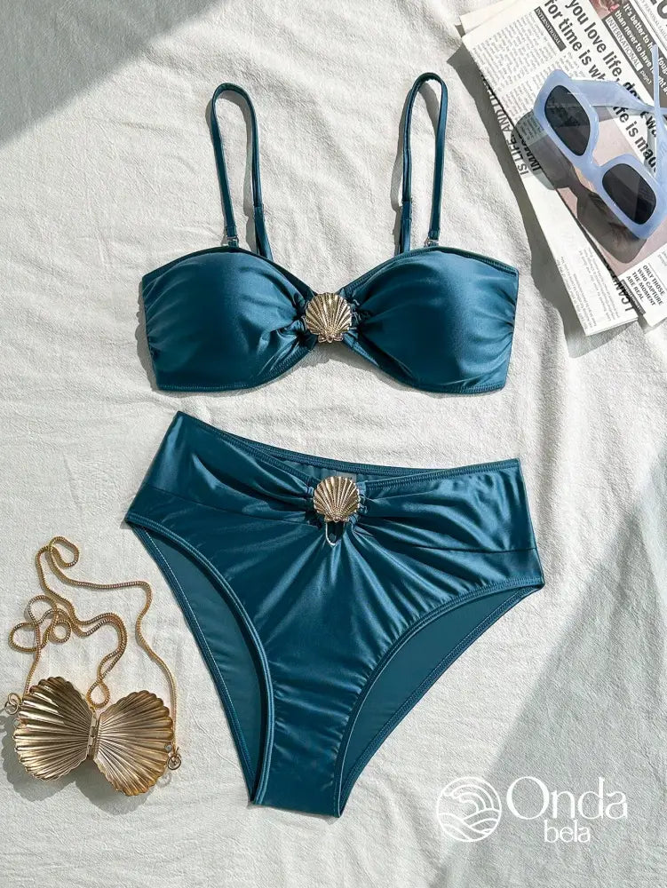 Biquíni Tomara Que Caia Cintura Alta Com Detalhe Concha Biquíni Tomara Que Caia Cintura Alta Com Detalhe Concha