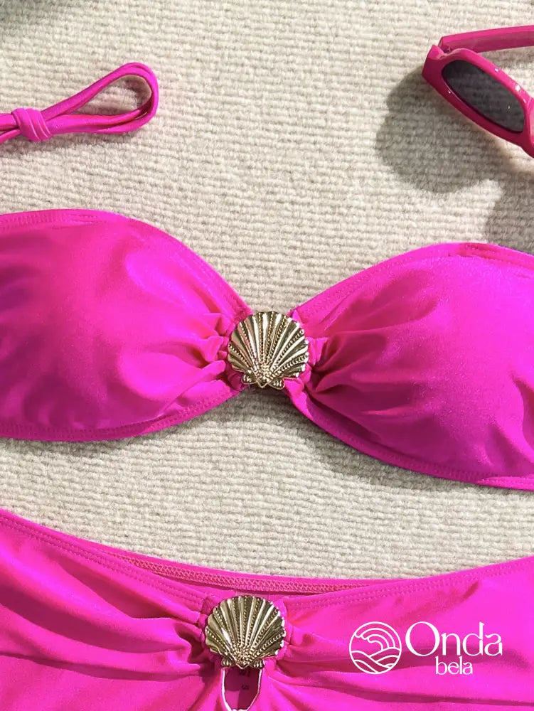 Biquíni Tomara Que Caia Cintura Alta Com Detalhe Concha Biquíni Tomara Que Caia Cintura Alta Com Detalhe Concha