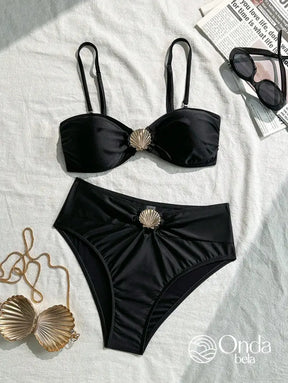 Biquíni Tomara Que Caia Cintura Alta Com Detalhe Concha Biquíni Tomara Que Caia Cintura Alta Com Detalhe Concha