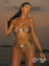 Biquíni Tomara Que Caia Cintura Alta Com Detalhe Concha Castanho / PP Biquíni Tomara Que Caia Cintura Alta Com Detalhe