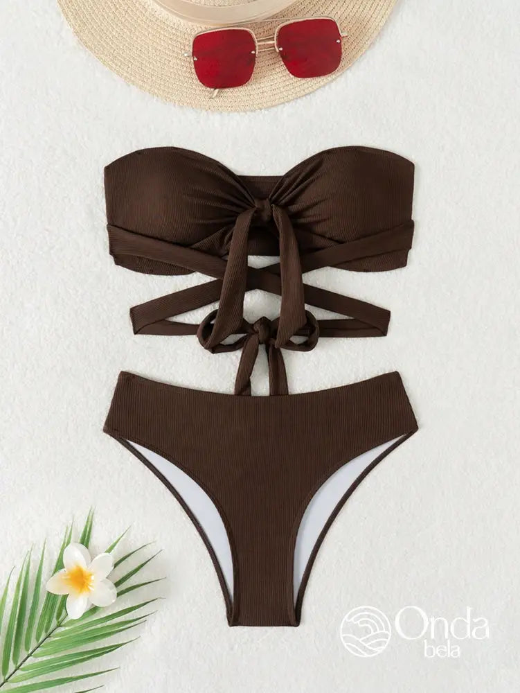 Biquíni Tomara Que Caia Com Amarração Cruzada Chic Biquíni Tomara Que Caia Com Amarração Cruzada Chic
