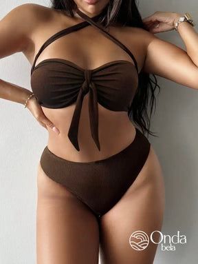 Biquíni Tomara Que Caia Com Amarração Cruzada Chic Café / PP Biquíni Tomara Que Caia Com Amarração Cruzada Chic