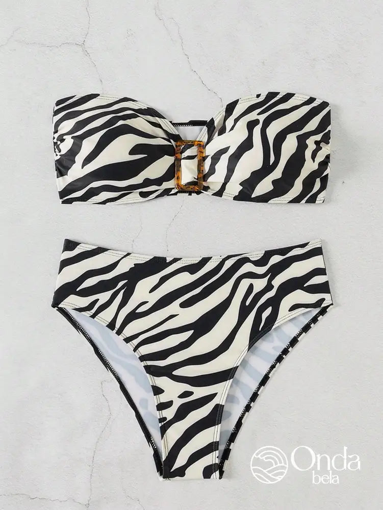 Biquíni Tomara Que Caia Estampa Zebra Com Fivela Biquíni Tomara Que Caia Estampa Zebra Com Fivela