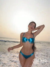 Biquíni Tomara Que Caia Meia Taça Efeito Metalizado Azul Petróleo / PP Biquíni Tomara Que Caia Meia Taça Efeito