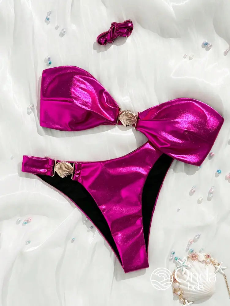 Biquíni Tomara Que Caia Metalizado Com Argolas Brilhantes Biquíni Tomara Que Caia Metalizado Com Argolas Brilhantes