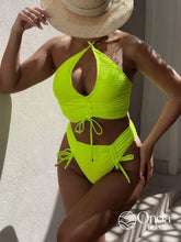 Biquíni Top Cropped Franzido Com Amarração Na Cintura Verde Limão / PP Biquíni Top Cropped Franzido Com Amarração Na