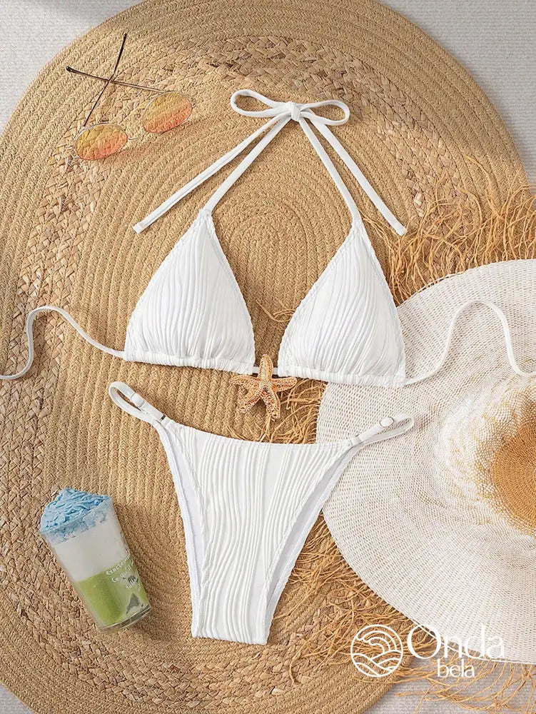 Biquíni Triângulo Plissado Com Aviamento Estrela Do Mar Biquíni Triângulo Plissado Com Aviamento Estrela Do Mar