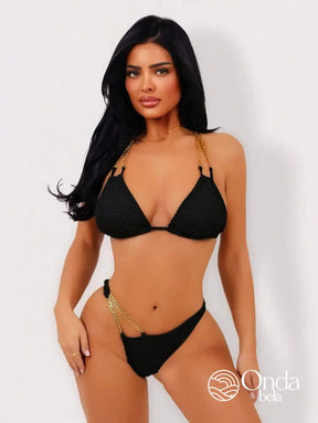 Biquíni Triângulo Texturizado Com Detalhe Em Corrente Biquíni Triângulo Texturizado Com Detalhe Em Corrente