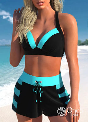 Conjunto Praia Bicolor Com Top Estruturado E Short Esportivo Conjunto Praia Bicolor Com Top Estruturado E Short