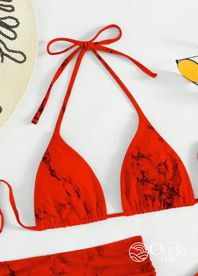 Conjunto Praia Biquíni Com Saia Curta Drapeada Marmorizada Conjunto Praia Biquíni Com Saia Curta Drapeada Marmorizada