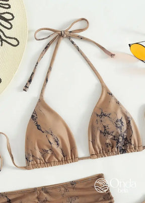 Conjunto Praia Biquíni Com Saia Curta Drapeada Marmorizada Conjunto Praia Biquíni Com Saia Curta Drapeada Marmorizada