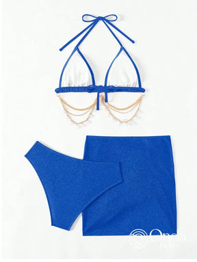 Conjunto Praia Biquíni Com Saia Curta E Detalhe De Corrente Conjunto Praia Biquíni Com Saia Curta E Detalhe De Corrente