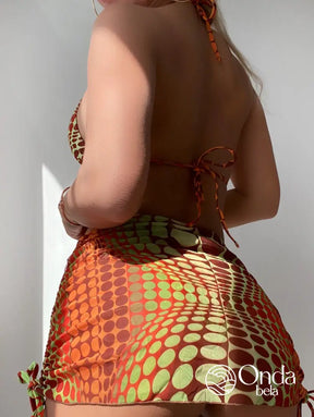 Conjunto Praia Biquíni Com Saia Curta E Faixa Estampada Conjunto Praia Biquíni Com Saia Curta E Faixa Estampada