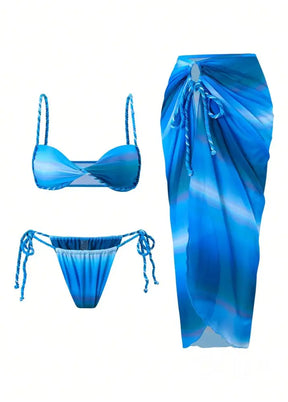 Conjunto Praia Biquíni Com Saia Longa Estampa Degradê Conjunto Praia Biquíni Com Saia Longa Estampa Degradê