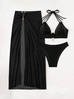 Conjunto Praia Biquíni Com Saia Longa Transparente Conjunto Praia Biquíni Com Saia Longa Transparente