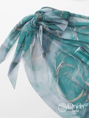 Conjunto Praia Biquíni Com Saia Pareô Estampa Marmorizada Conjunto Praia Biquíni Com Saia Pareô Estampa Marmorizada