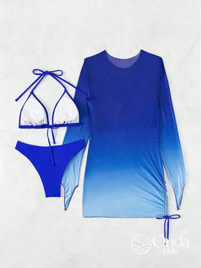 Conjunto Praia Biquíni Com Saída De Praia Manga Longa Degradê Conjunto Praia Biquíni Com Saída De Praia Manga Longa
