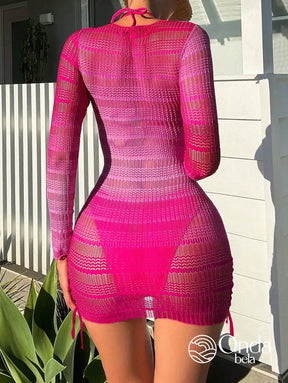 Conjunto Praia Biquíni Com Saída Manga Longa Degradê Rosa Conjunto Praia Biquíni Com Saída Manga Longa Degradê Rosa