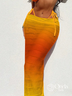 Conjunto Praia Biquíni Cortininha Com Saia Longa Vazado Conjunto Praia Biquíni Cortininha Com Saia Longa Vazado