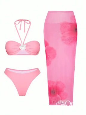Conjunto Praia Biquíni Tomara Que Caia Com Saia Longa Floral Conjunto Praia Biquíni Tomara Que Caia Com Saia Longa