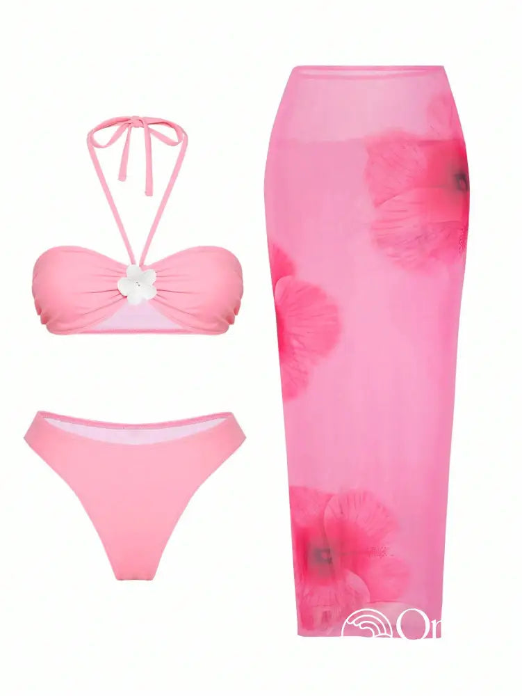 Conjunto Praia Biquíni Tomara Que Caia Com Saia Longa Floral Conjunto Praia Biquíni Tomara Que Caia Com Saia Longa