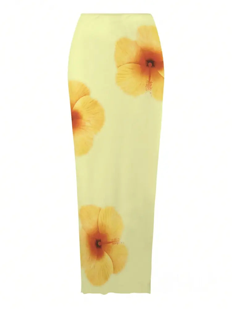 Conjunto Praia Biquíni Tomara Que Caia Com Saia Longa Floral Conjunto Praia Biquíni Tomara Que Caia Com Saia Longa