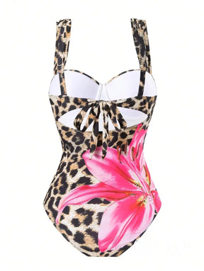 Maiô Animal Print Com Bojo Estruturado E Detalhe Floral Maiô Animal Print Com Bojo Estruturado E Detalhe Floral