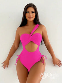 Maiô Assimétrico Com Recorte Frontal E Amarração Pink / PP Maiô Assimétrico Com Recorte Frontal E Amarração