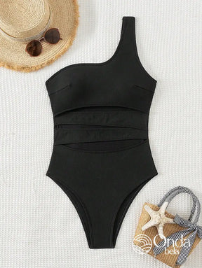 Maiô Assimétrico Um Ombro Só Com Recortes Em Tiras Maiô Assimétrico Um Ombro Só Com Recortes Em Tiras