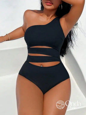 Maiô Assimétrico Um Ombro Só Com Recortes Em Tiras Maiô Assimétrico Um Ombro Só Com Recortes Em Tiras