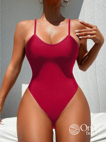 Maiô Cavado Básico Com Alças Finas E Costas Vazadas Vermelho / PP Maiô Cavado Básico Com Alças Finas E Costas Vazadas