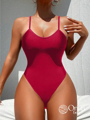 Maiô Cavado Básico Com Alças Finas E Costas Vazadas Vermelho / PP Maiô Cavado Básico Com Alças Finas E Costas Vazadas