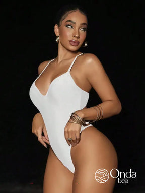 Maiô Cavado Com Costas Abertas E Tiras Cruzadas Branco / PP Maiô Cavado Com Costas Abertas E Tiras Cruzadas