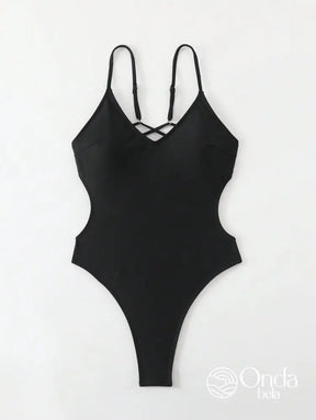 Maiô Cavado Minimalista Com Costas Cruzadas De Tiras Maiô Cavado Minimalista Com Costas Cruzadas De Tiras