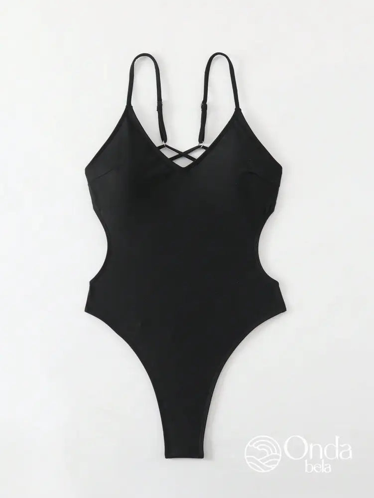 Maiô Cavado Minimalista Com Costas Cruzadas De Tiras Maiô Cavado Minimalista Com Costas Cruzadas De Tiras