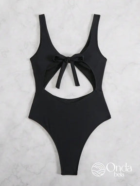 Maiô Com Recorte Frontal Argola Metálica E Laço Costas Maiô Com Recorte Frontal Argola Metálica E Laço Costas